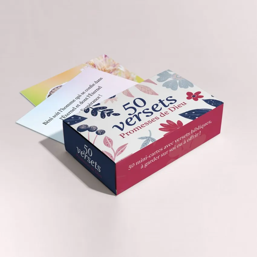Coffret de 50 mini-cartes - 50 versets - Promesses de Dieu