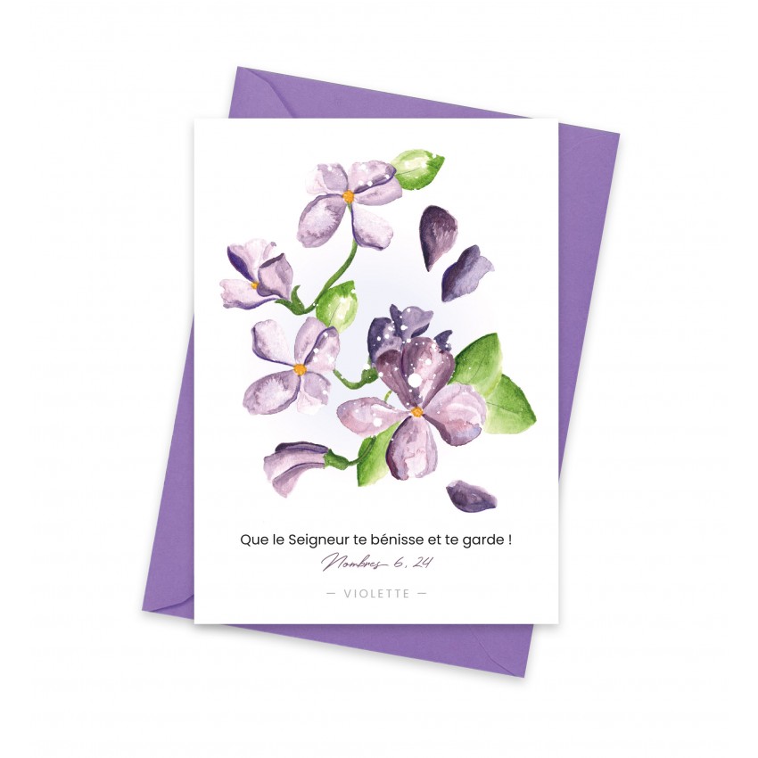 Carte aquarelle parfumée Violette - Nombres 6.24