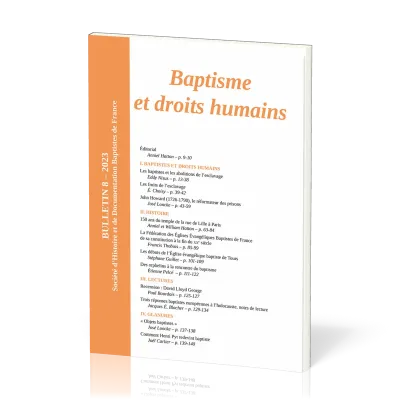 Baptisme et droits humains - Bulletin No 8 de la Société d'Histoire et de Documentation Baptistes...