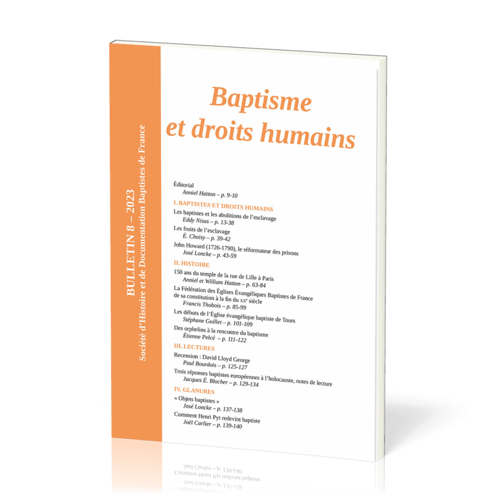 Baptisme et droits humains - Bulletin No8 de la Société d'Histoire et de Documentation Baptistes...