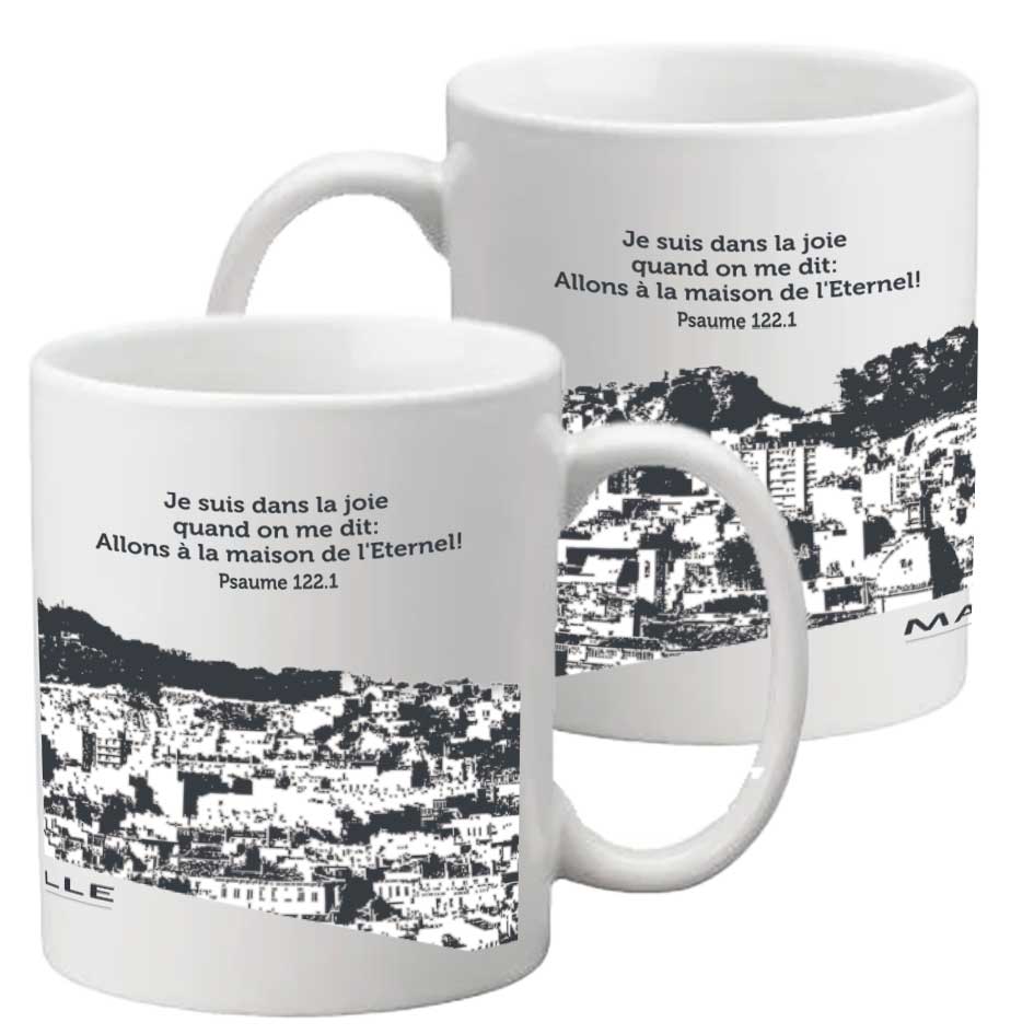 Mug blanc Marseille - Psaume 122.1 "Je suis dans la joie…"