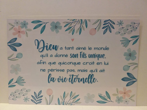 Tableau aluminium "Dieu a tant aimé - Jean 3:16" Grand modèle