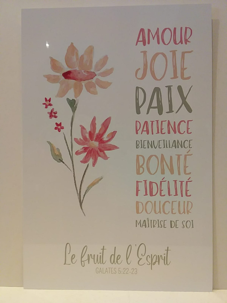 Tableau aluminium "Fruit de l'esprit - Gal 5:22-23" Grand modèle - motif couleurs