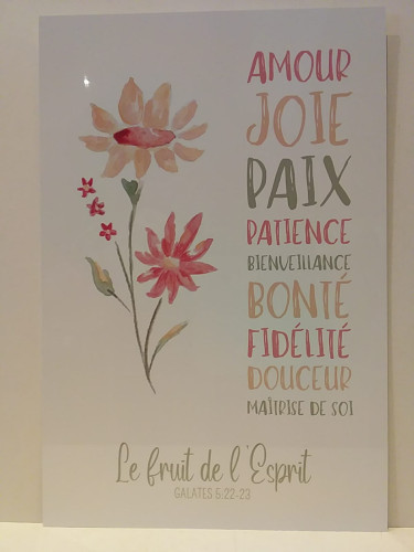 Tableau aluminium "Fruit de l'esprit - Gal 5:22-23" Grand modèle - motif couleurs