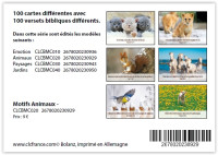 100 cartes avec verset biblique - Animaux