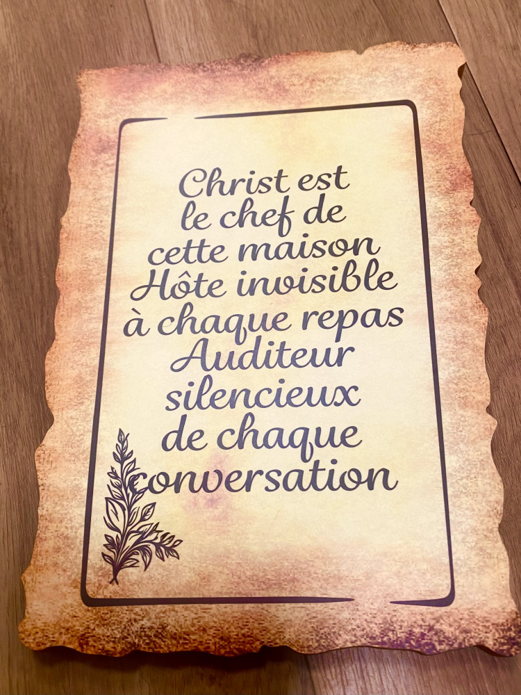 Tableau bois "Christ est le chef…"