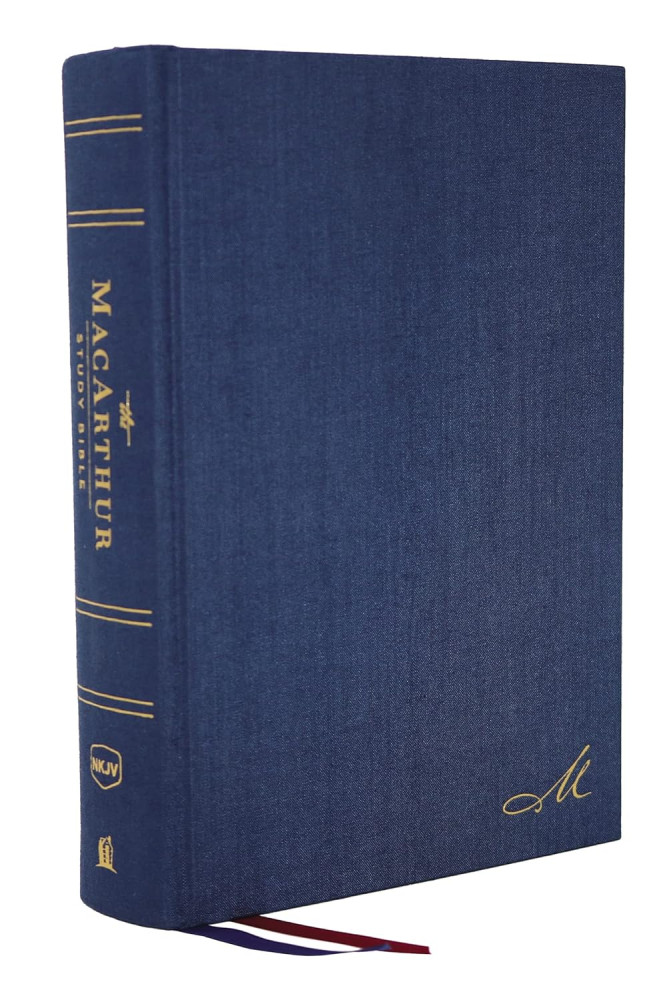Anglais, Bible NKJV, Bible d'étude MacArthur, couv. cartonnée, tissu bleu, 2 signets - NKJV...