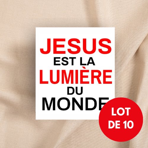 Autocollant "Jésus est la lumière du monde" [Lot de 10] - carré 7,5 cm