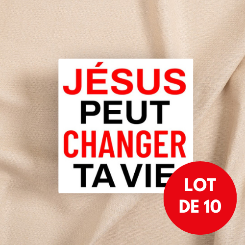 Autocollant "Jésus peut changer ta vie" [Lot de 10] - carré 7.5cm