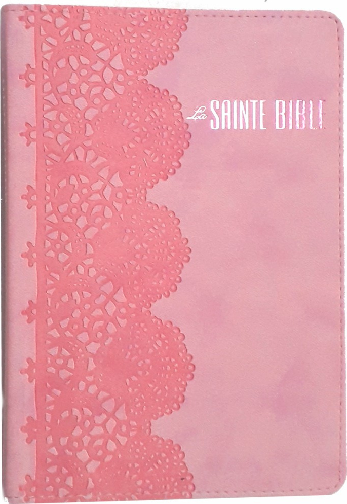 Bible Segond 1880, compacte, rose dentelle [nouveau motif] - couverture souple, vivella