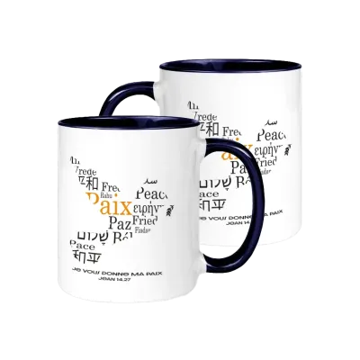 Mug bicolore blanc/noir « Je vous donne ma paix. » Jean14.27
