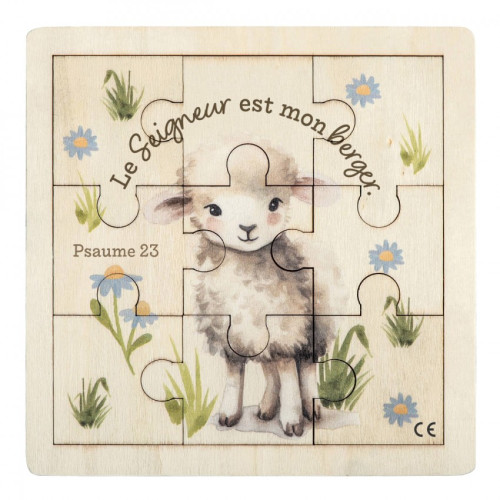 Puzzle en bois Mouton « Le Seigneur est mon berger » Psaume 23