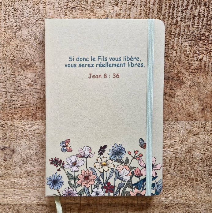 Carnet A5 liège et toile vert foncé -Psaumes 18 : 2