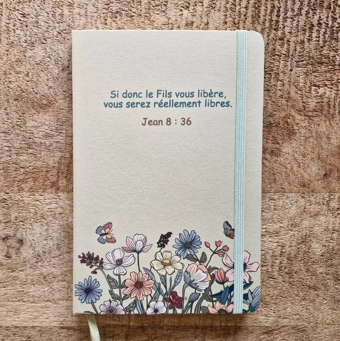 Carnet A5 liège et toile vert foncé -Psaumes 18 : 2