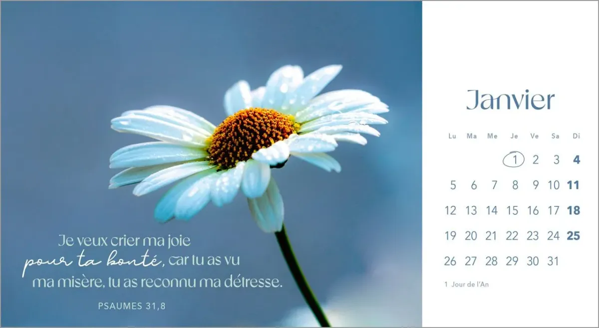 Fleurs avec versets bibliques (Les) - calendrier