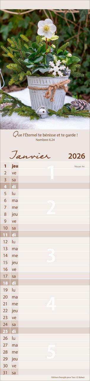 Pour nous (Fleurs) - Calendrier cartes postales, vertical