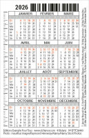 Calendrier format carte de crédit - Motif Oiseau (Galates 5.1)