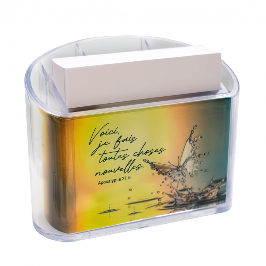 Porte-crayons et bloc-note "Combi" - "Voici, je fais toutes choses nouvelles."