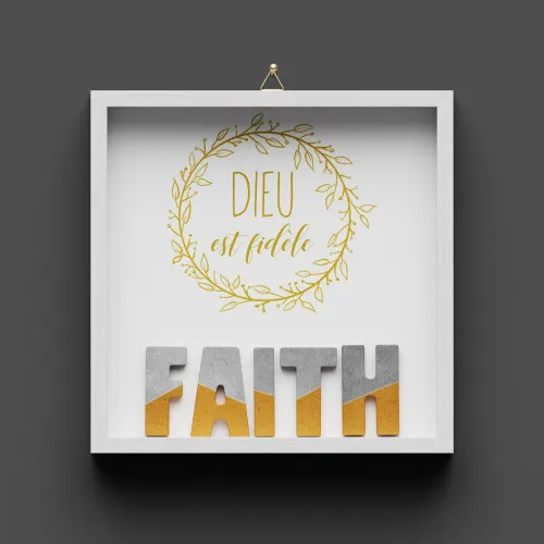 Cadre en bois FAITH - "Dieu est fidèle"