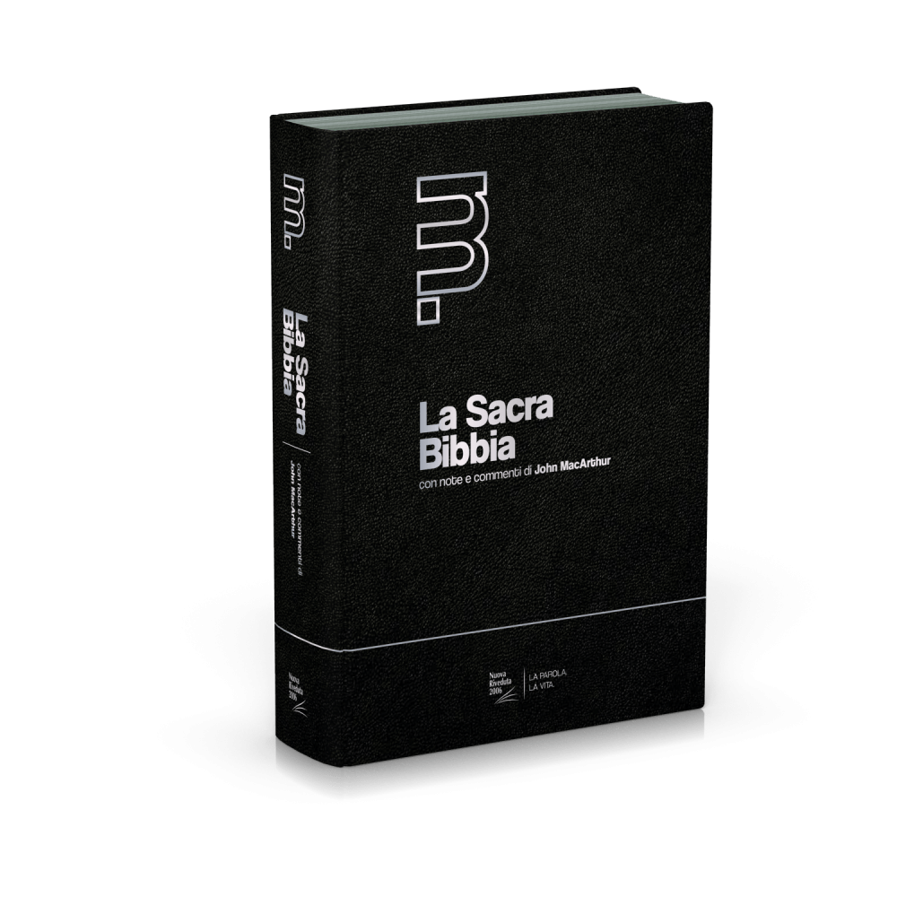 ITALIEN, BIBLE NR, MACARTHUR FIBRO NOIR, ONGLET, TR. ARGENT