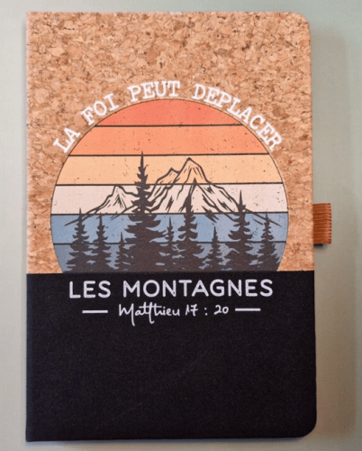 Carnet de notes Matthieu 17:20 - A5 liège et toile noire