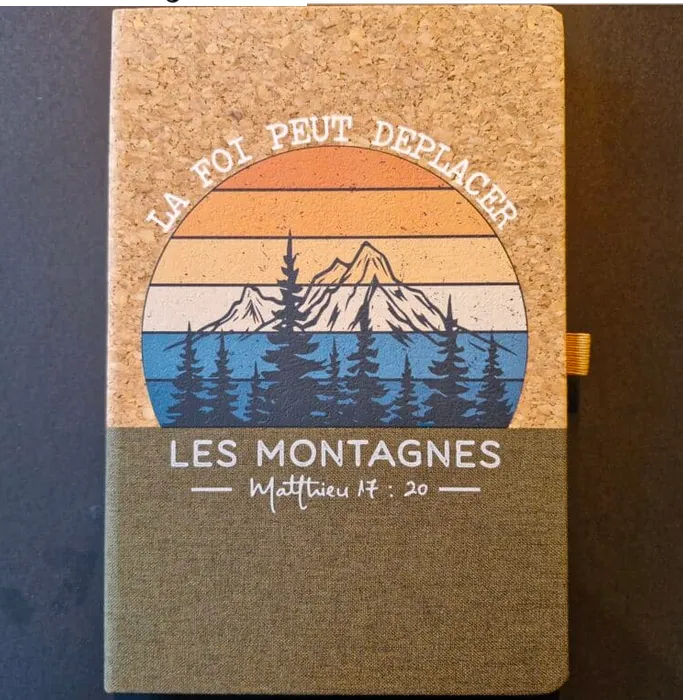  Carnet A5 liège et toile vert foncé -Matthieu 17 : 2