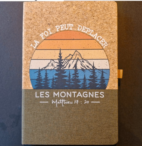  Carnet A5 liège et toile vert foncé -Matthieu 17 : 2