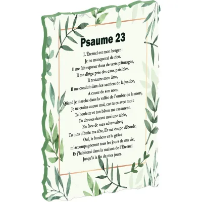 Tableau bois Psaume 23 - Feuilles