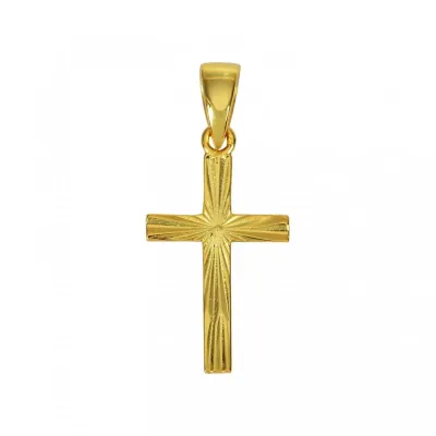 Pendentif en forme de croix en argent sterling 925, sublimé par un plaquage or raffiné.