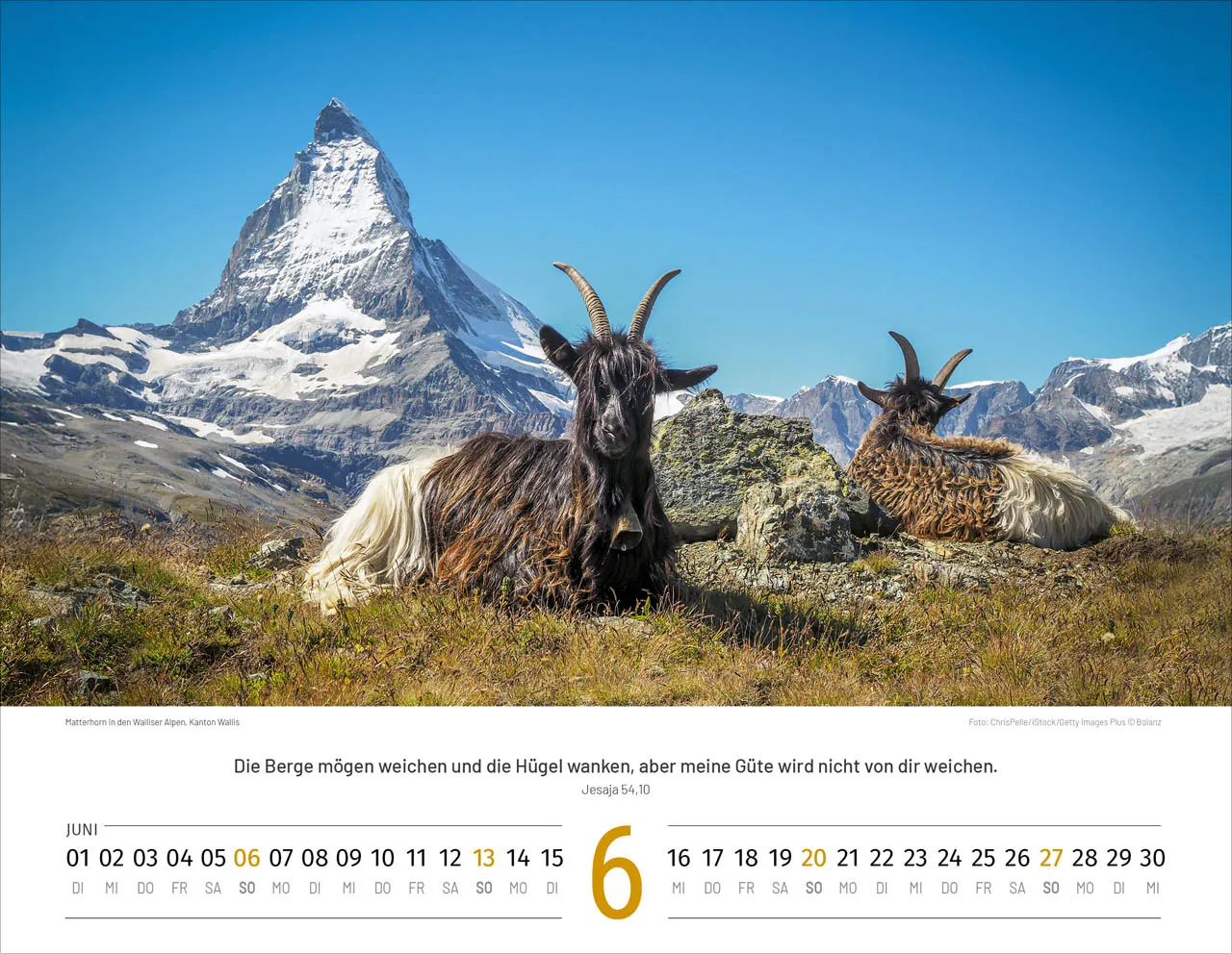Calendrier Paysages Suisses - Allemand, Calendrier mural