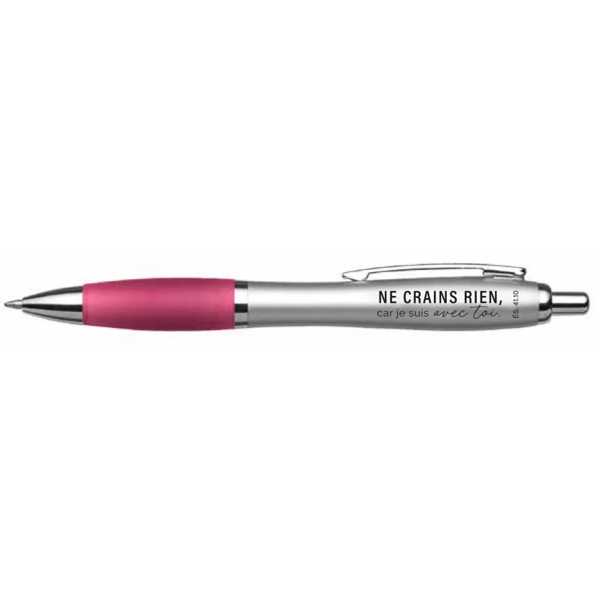 Stylo rose « Ne crains rien, car je suis avec toi. » Ésaïe 41.10 - Mot d'ordre 2027