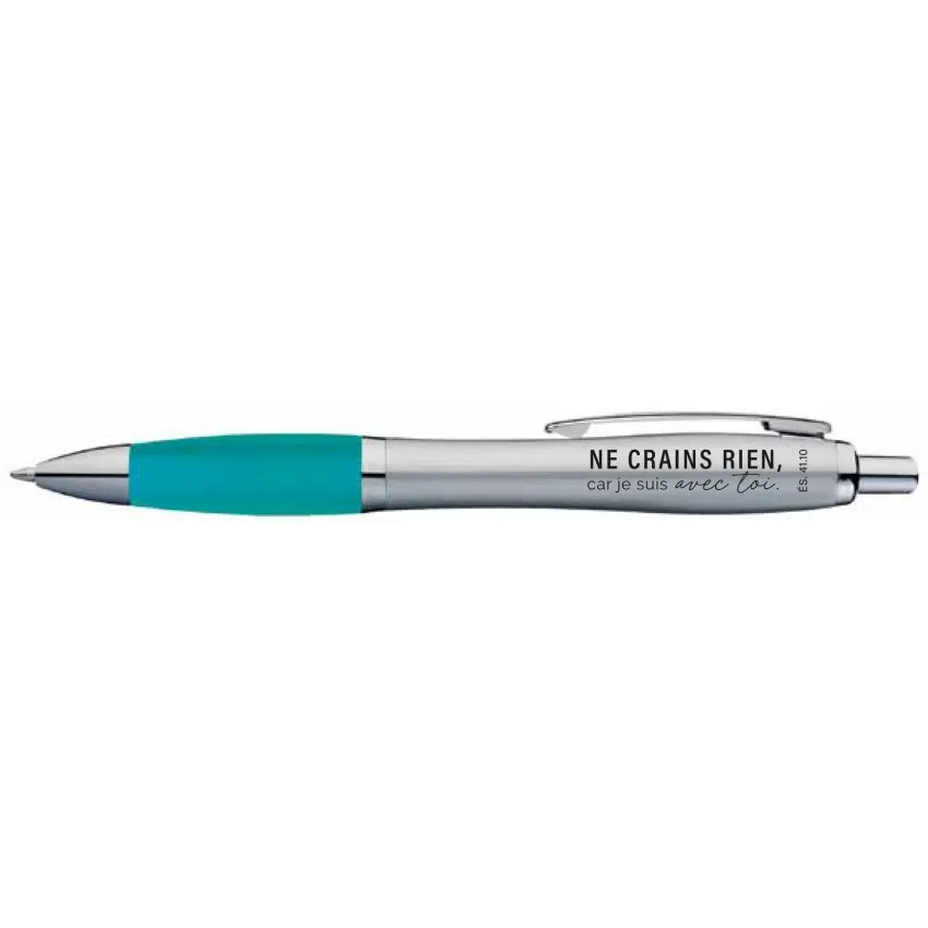 Stylo turquoise « Ne crains rien, car je suis avec toi. » Ésaïe 41.10 - Mot d'ordre 2027
