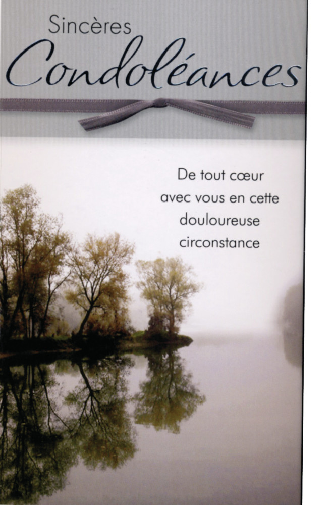 CARTE DOUBLE PHOTO CONDOLEANCES - ARBRES AU BORD D'UN LAC GRIS