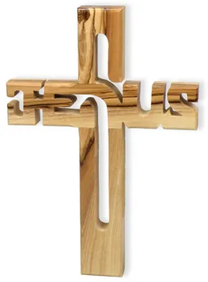 Croix Jésus en bois d'olivier