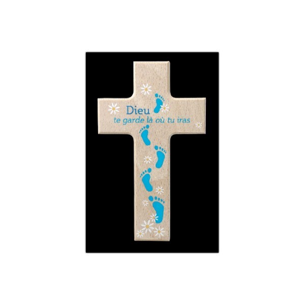Croix en bois "Dieu te garde là où tu iras"