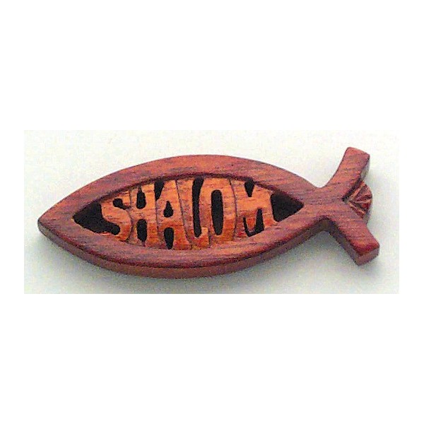 Poisson magnet en bois d'acajou - Shalom