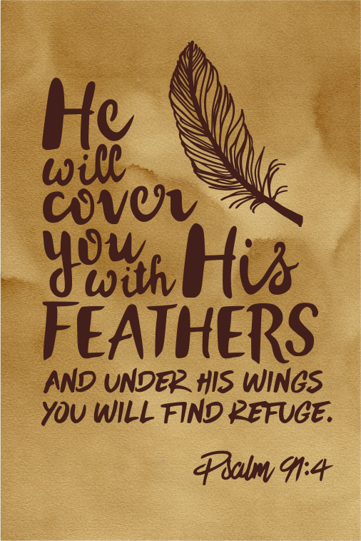 Tableau au café anglais "Il te couvrira de ses plumes..." Ps 91:4 - 30x40cm