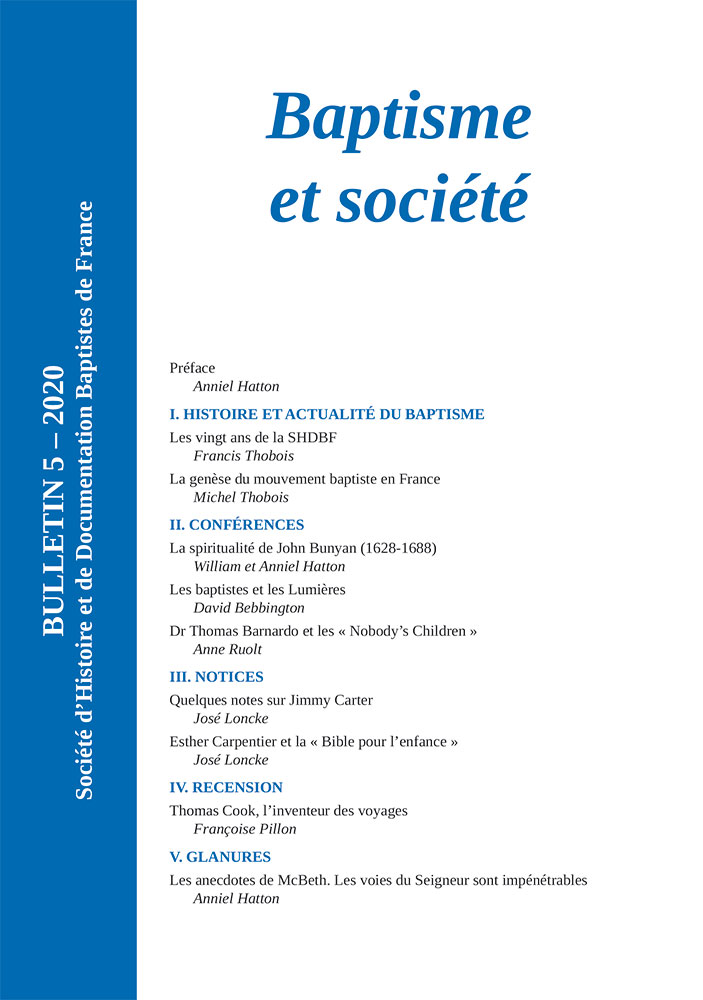 Baptisme et Société - Bulletin No 5 de la Société d'Histoire et de Documentation Baptistes de France