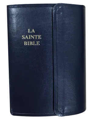 Bible Segond 1910, poche, similicuir marine, fermeture à pression