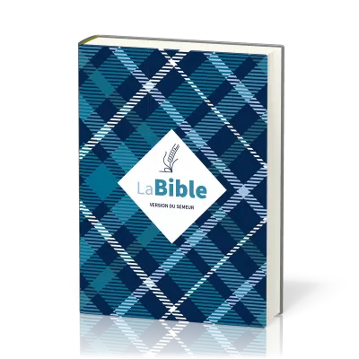 Bible Semeur 2015, compacte, couverture textile semi-souple bleue, tissu carreaux - tranche blanche