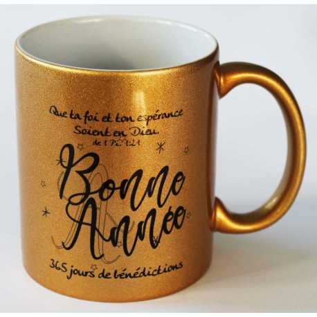 Mug "Bonne Année" 1 Pierre 1.21 - Argenté ou Doré