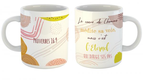 Mug "Le cœur de l'homme médite sa voix […]" - Proverbes 16.9