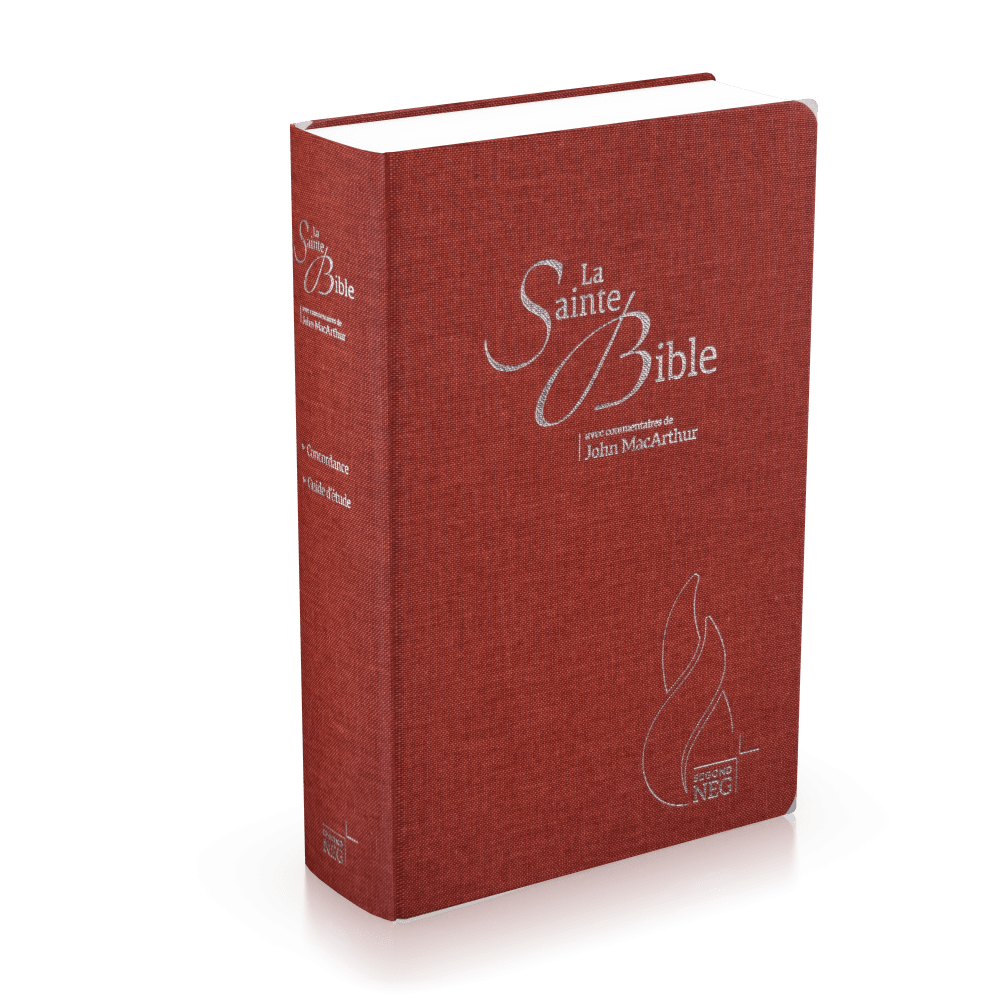 Bible d'étude Segond NEG MacArthur - couverture semi-rigide, toile couleur carmin
