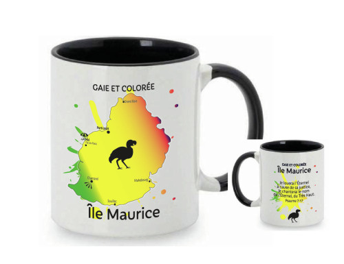 Mug bicolore blanc/rouge, Ile Maurice + verset Psaume 7.17