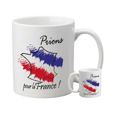 Mug blanc céramique "Prier pour la France"