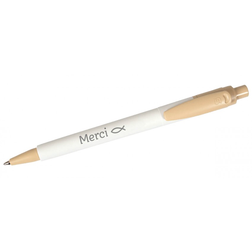 Stylo "Merci" - couleur crème