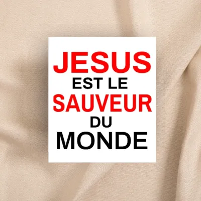Autocollant "Jésus est le Sauveur du monde" - carré 7,5 cm