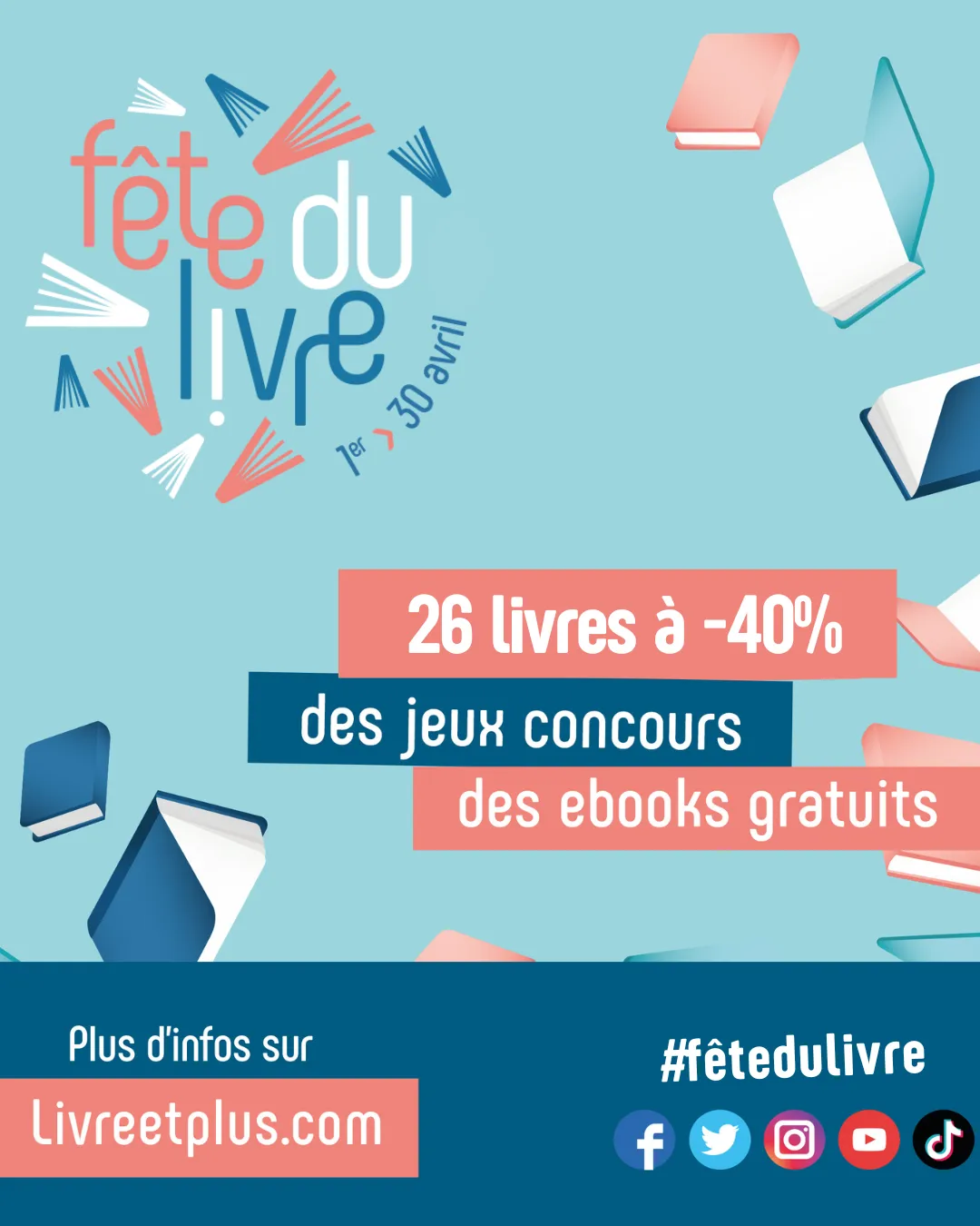  EN AVRIL, C'EST LE FÊTE DU LIVRE;  
 Découvrez les livres à -40%. 
 Cliquez sur l'image 